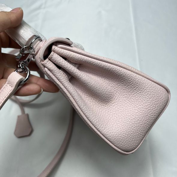 Міні шкіряна сумка з ручкою і клапаном 20см КТ-815-20-Silver Рожева