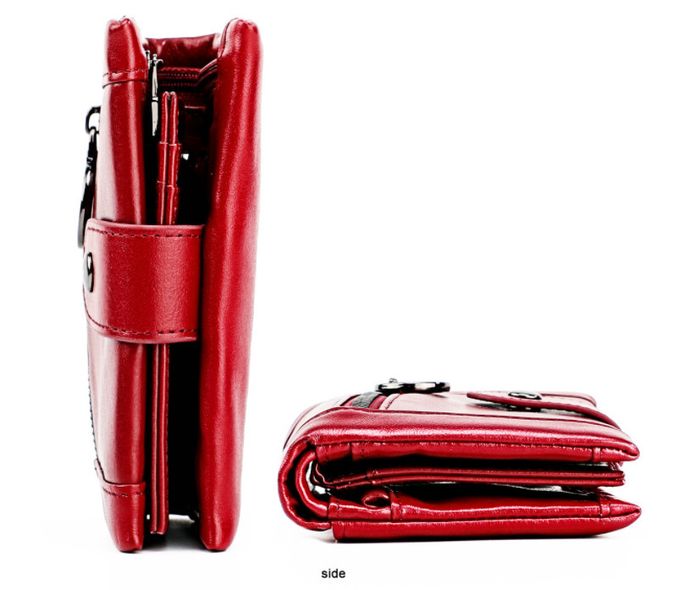 Шкіряний невеликий гаманець застібка на блискавці спереду А03-КТ-10223 Червоний