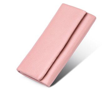 Великий шкіряний гаманець з клапаном та кишенею ззаду А03-КТ-10254 Рожевий