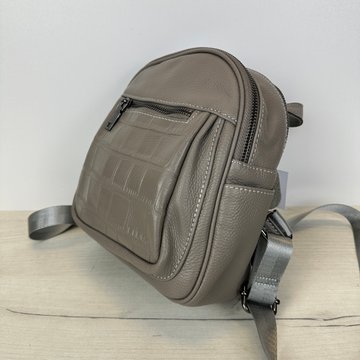 Кожаный компактный рюкзак фактура крокодил КТ-2833 Серый