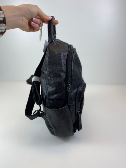 М'який шкіряний рюкзак з карманом спереду С70-КТ-2802 Чорний