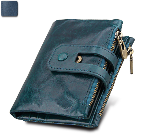 Шкіряний міні гаманець з двома відділеннями на блискавці А03-КТ-10225 Бордовий