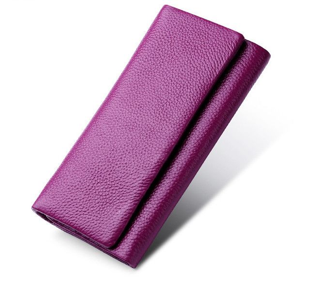 Большой кожаный кошелек с клапаном и карманом сзади А03-КТ-10254 Розовый