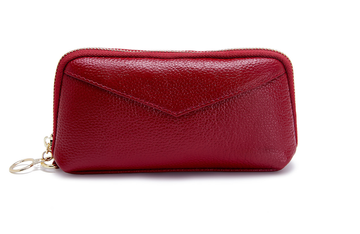 Шкіряний гаманець косметичка з ремінцем на руку А03-КТ-10218 Червоний