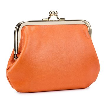 Маленький кожаный кошелек ридикюль гладкий мешочек А15-КТ-10267 Оранжевый