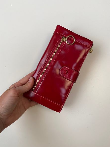 Шкіряний великий гаманець 2 відділення на блискавці А03-КТ-10260 Червоний
