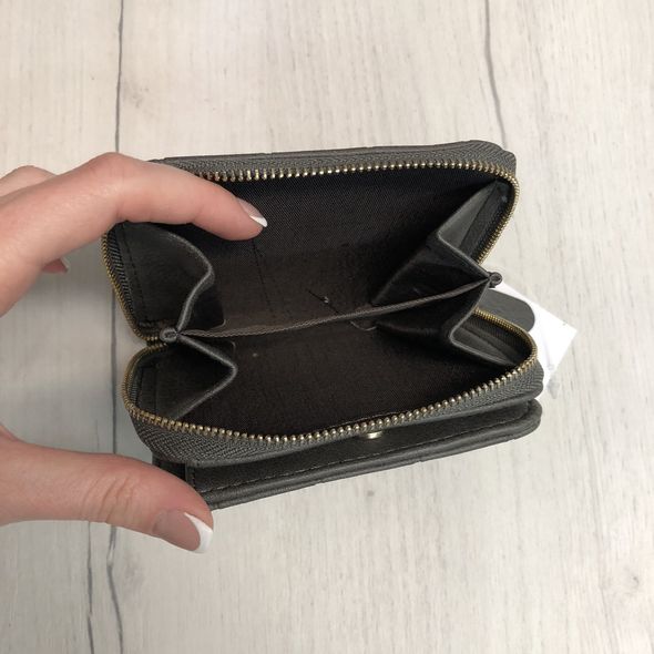 Квадратний міні гаманець зі стьобаної структурою 0830 Чорний
