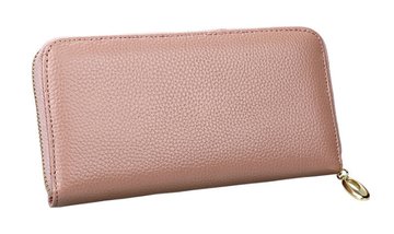 Кожаный большой кошелек прямоугольное портмоне на молнии А03-КТ-10243 Розовый