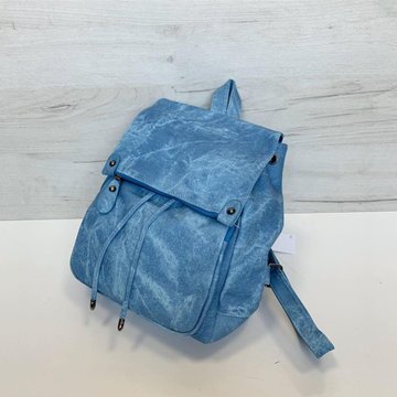 Текстильный рюкзак из водоотталкивающей ткани с клапаном на завязке 0555 Голубой