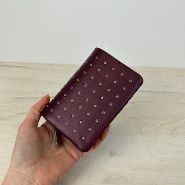 Середній шкіряний гаманець зі стразами С45-КТ-10317 Фіолетовий
