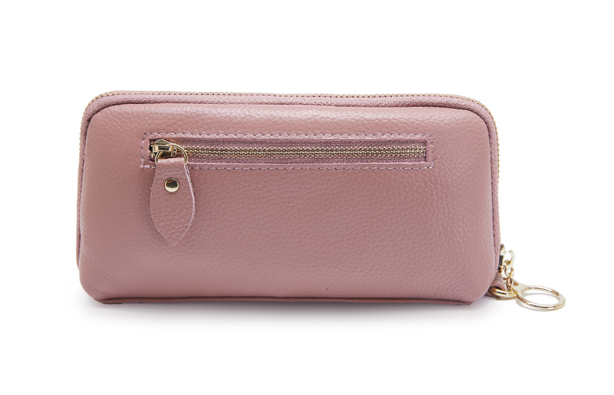 Шкіряний гаманець косметичка з ремінцем на руку А03-КТ-10218 Рожевий