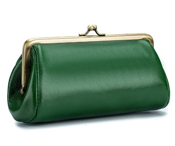 Большой кожаный кошелек круглый гладкая фактура А15-КТ-10268 Зеленый