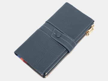 Великий шкіряний гаманець портмоне печворк всередині КТ-10284 Синій