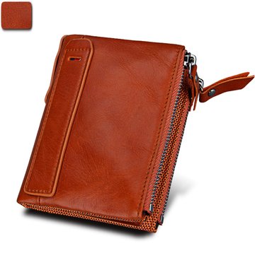 Кожаный мини кошелек "книжка" застежка на кнопке А03-КТ-10222 Оранжевый