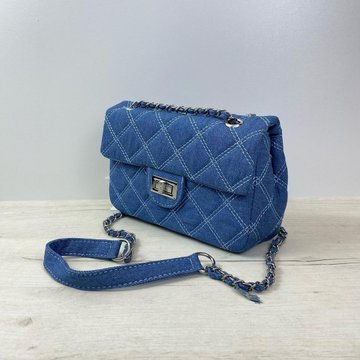 Женская сумка клатч фактура под джинсы тканевая А-1877 Синяя