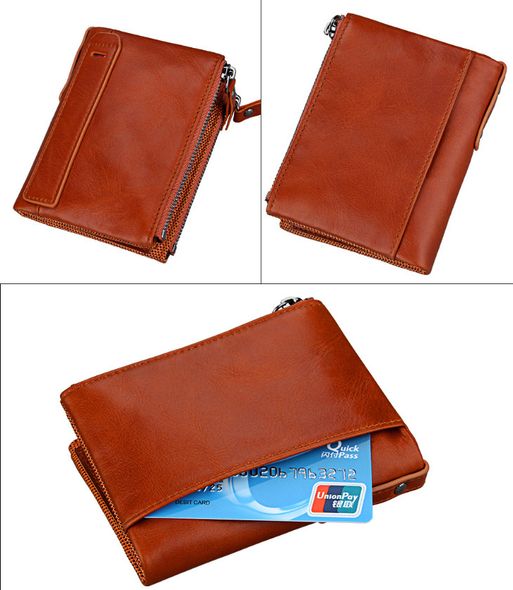 Шкіряний міні гаманець "книжка" застібка на кнопці А03-КТ-10222 Оранжевий