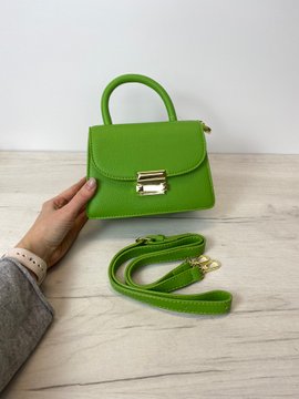Жіноча сумка клатч з короткою ручкою та ремінцем А04-1725 Зелена