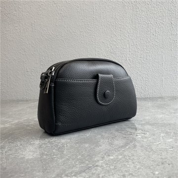 Міні сумка клатч на два відділення з кишенькою срібна фурнітура С01-КТ-3046 Чорна