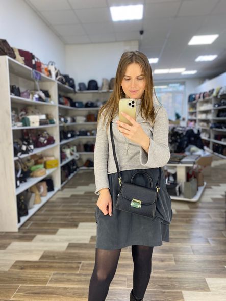 Жіноча сумка клатч з короткою ручкою та ремінцем А04-1725 Зелена