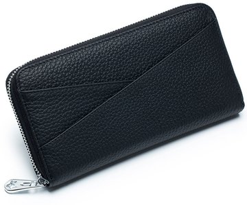 Большой кожаный кошелек на молнии с карманом спереди А15-КТ-10261 Черный